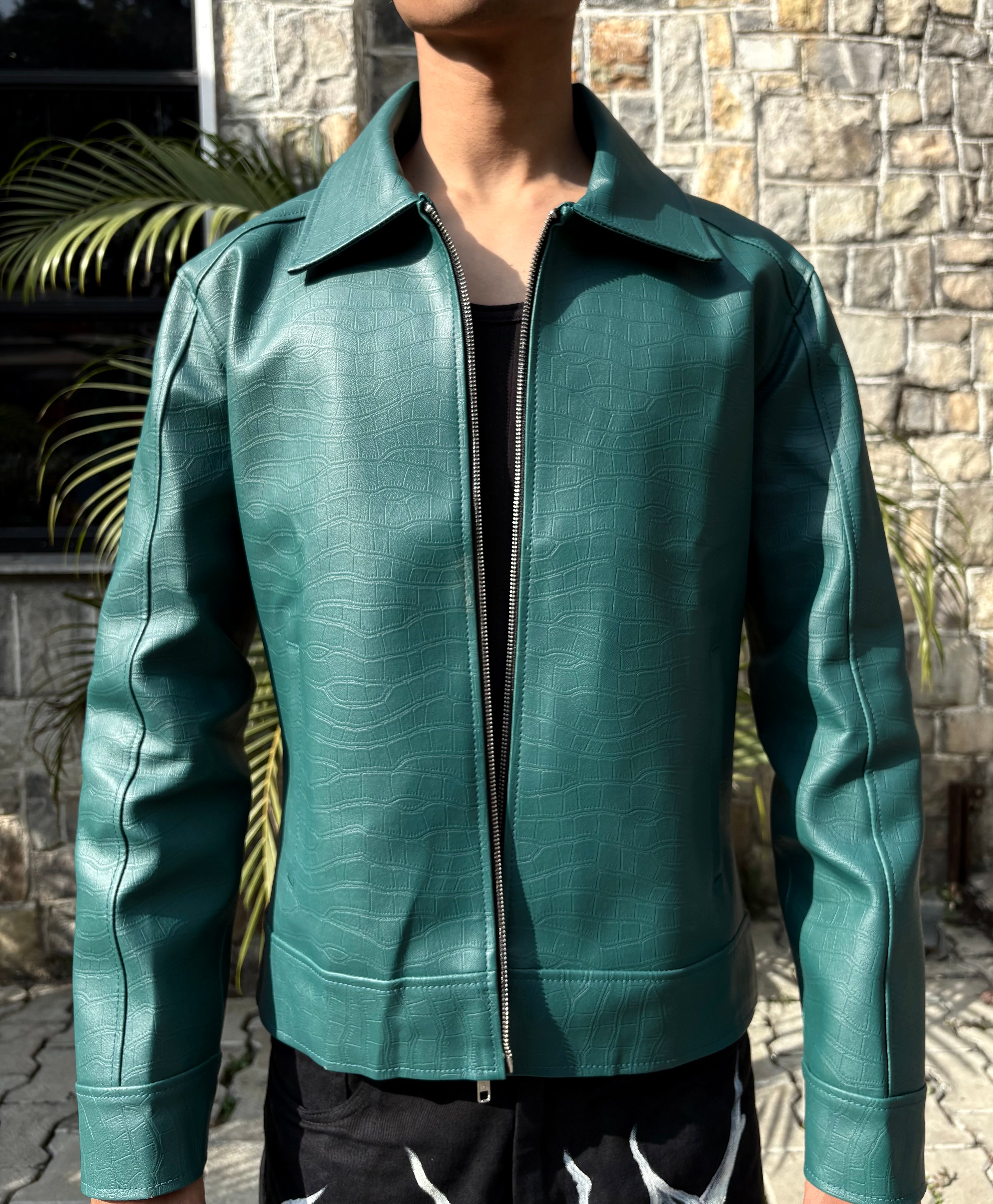 Verdant Croc Leather Jacket – TEETHYS