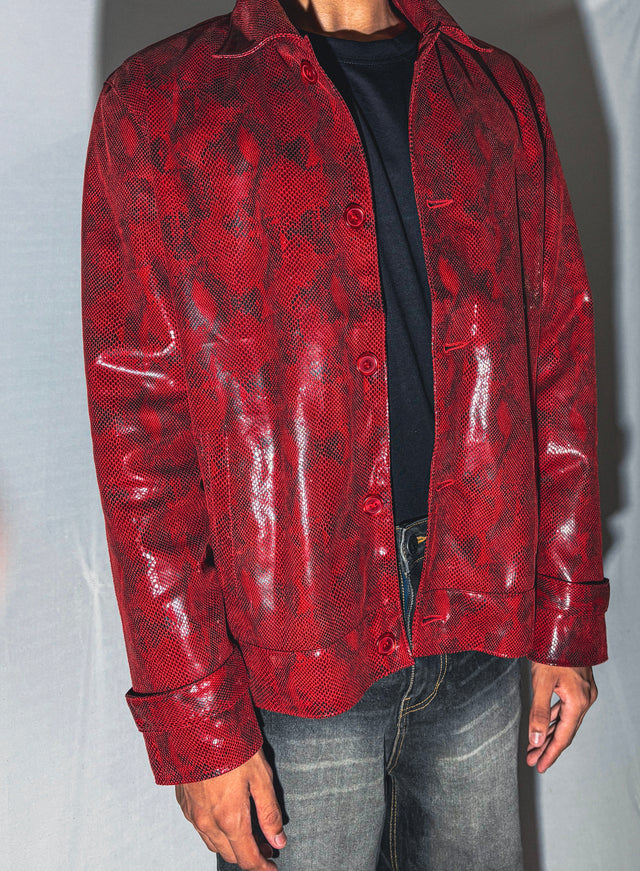 Crimson Viper Leather Jacket ( Unisex )