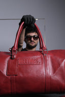 Wine Grain Pure Leather Duffle Bag