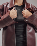 Mocha Aero Cropped Leather Jacket