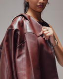 Mocha Aero Cropped Leather Jacket