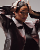 Mocha Aero Cropped Leather Jacket
