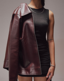 Mocha Aero Cropped Leather Jacket
