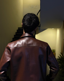 Mocha Aero Cropped Leather Jacket