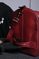 Wine Grain Pure Leather Duffle Bag