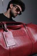 Wine Grain Pure Leather Duffle Bag