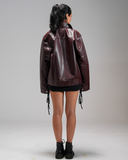Mocha Aero Cropped Leather Jacket