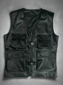 Utility 5 Pocket Leather Vest ( T.NOIR )