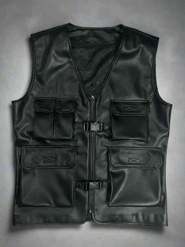 Utility 5 Pocket Leather Vest ( T.NOIR )