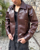 Mocha Aero Cropped Leather Jacket