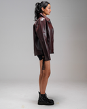 Mocha Aero Cropped Leather Jacket