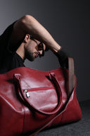 Wine Grain Pure Leather Duffle Bag