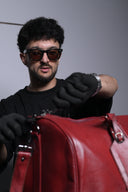 Wine Grain Pure Leather Duffle Bag