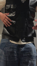 Utility 5 Pocket Leather Vest ( T.NOIR )